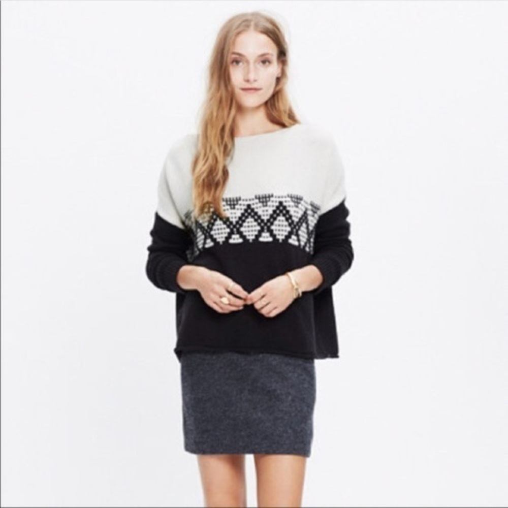 Madewell Contrast Fair Isle Sweater